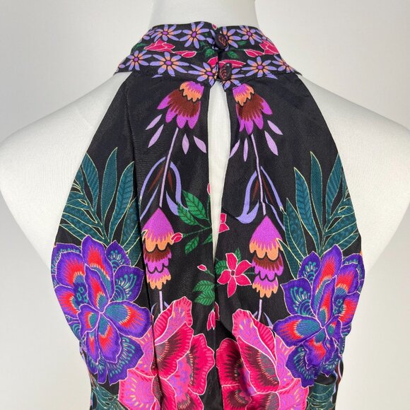 NWT Johnny Was Jade Women's Devi Silk Blend Halter Floral Blouse Size M - Picture 6 of 12